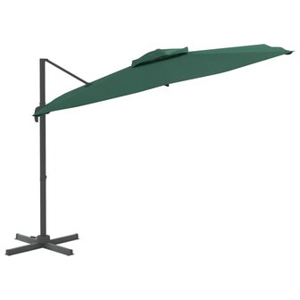 Zweefparasol met dubbele bovenkant 400x300 cm groen 3