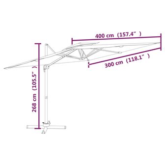 Zweefparasol met dubbele bovenkant 400x300 cm groen 10