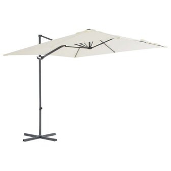 Zweefparasol met stalen paal 250x250 cm zandkleurig 1