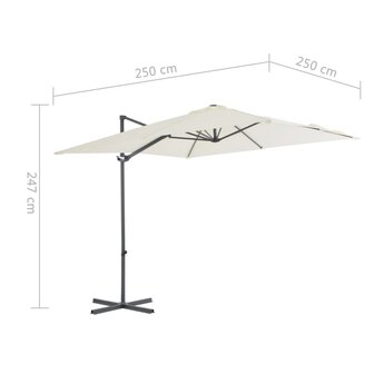 Zweefparasol met stalen paal 250x250 cm zandkleurig 9