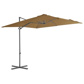 Zweefparasol met stalen paal 250x250 cm taupe 1