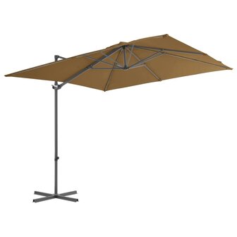 Zweefparasol met stalen paal 250x250 cm taupe 2