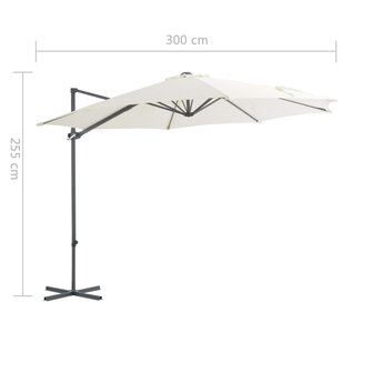 Zweefparasol met stalen paal 300 cm zandkleurig 9