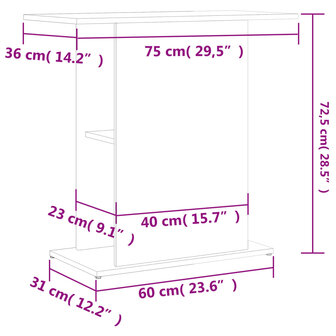 Aquariumstandaard 75x36x72,5 cm bewerkt hout wit 8