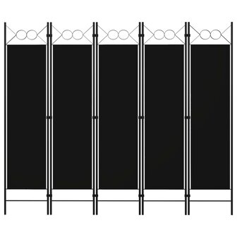 Kamerscherm met 5 panelen 200x180 cm zwart 1