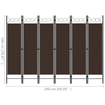 Kamerscherm met 6 panelen 240x180 cm bruin 6