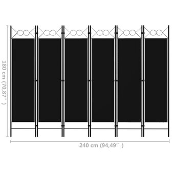 Kamerscherm met 6 panelen 240x180 cm zwart 6