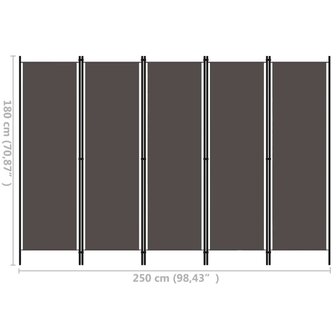 Kamerscherm met 5 panelen 250x180 cm antraciet 6