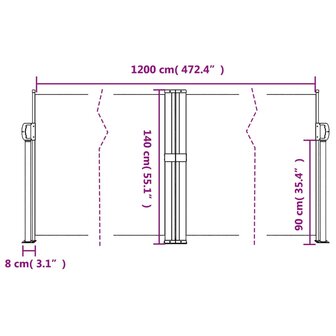 Windscherm uittrekbaar 140x1200 cm antracietkleurig 11