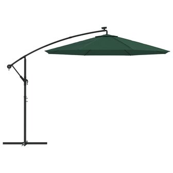 Zweefparasol met LED-verlichting en metalen paal 300 cm groen 4