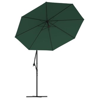 Zweefparasol met LED-verlichting en metalen paal 300 cm groen 5