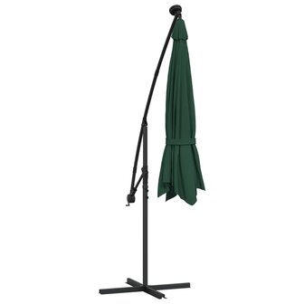 Zweefparasol met LED-verlichting en metalen paal 300 cm groen 8