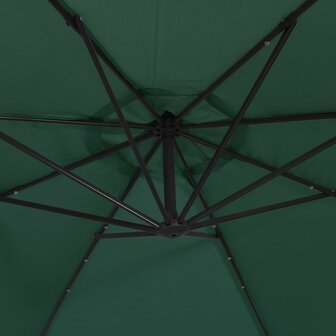 Zweefparasol met LED-verlichting en metalen paal 300 cm groen 9