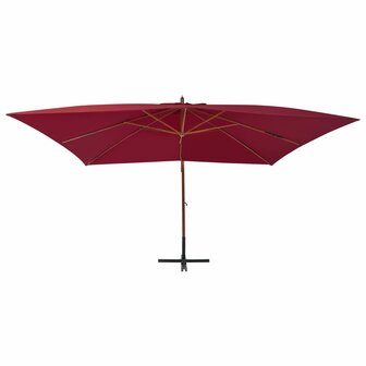 Zweefparasol met houten paal 400x300 cm bordeauxrood 2