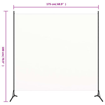 Kamerscherm met 1 paneel 175x180 cm stof wit 4