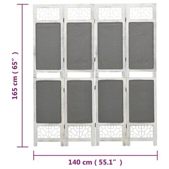 Kamerscherm met 4 panelen 140x165 cm stof grijs 7