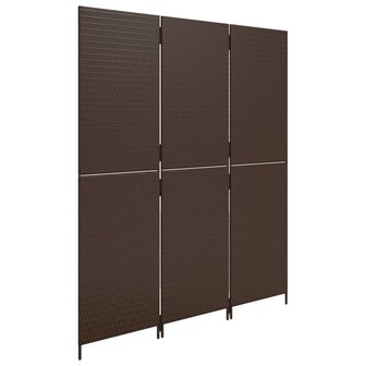 Kamerscherm 3 panelen poly rattan bruin 4