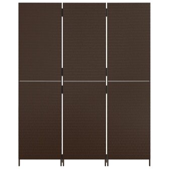 Kamerscherm 3 panelen poly rattan bruin 5