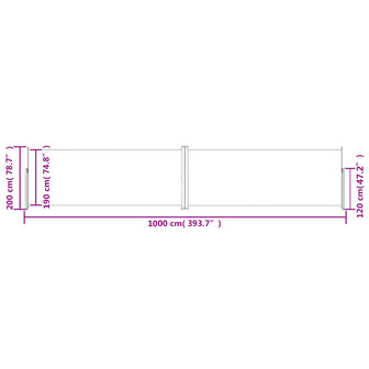 Windscherm uittrekbaar 200x1000 cm bruin 8