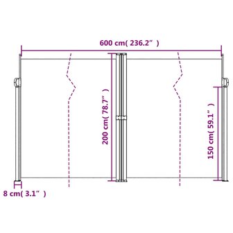 Windscherm uittrekbaar 200x600 cm antracietkleurig 10