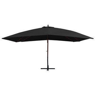 Zweefparasol met houten paal 400x300 cm zwart 2