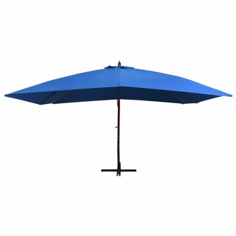 Zweefparasol met houten paal 400x300 cm blauw 2