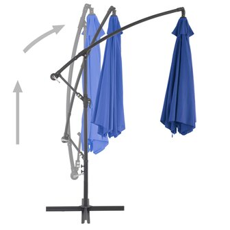 Zweefparasol met aluminium paal 300 cm blauw 4