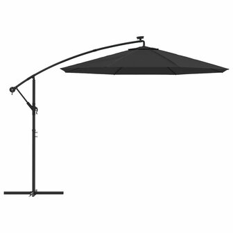 Zweefparasol met LED-verlichting en stalen paal 300 cm zwart 4