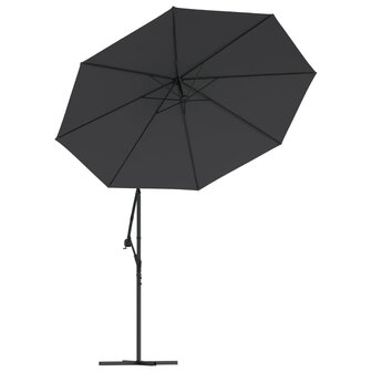 Zweefparasol met LED-verlichting en stalen paal 300 cm zwart 5