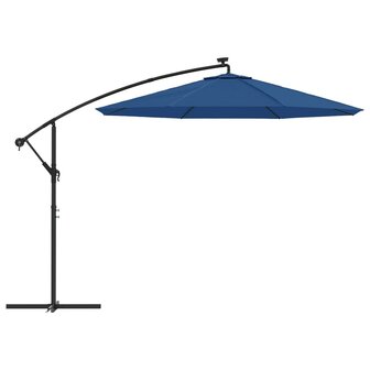 Zweefparasol met LED-verlichting en stalen paal 300 cm blauw 4