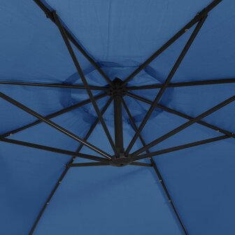 Zweefparasol met LED-verlichting en stalen paal 300 cm blauw 9