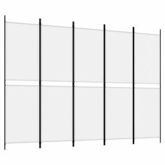 Kamerscherm met 5 panelen 250x180 cm stof wit 2