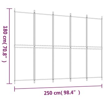 Kamerscherm met 5 panelen 250x180 cm antracietkleurig 8