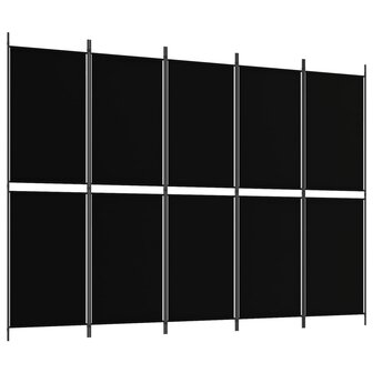 Kamerscherm met 5 panelen 250x180 cm stof zwart 2