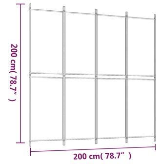 Kamerscherm met 4 panelen 200x200 cm stof antracietkleurig 8