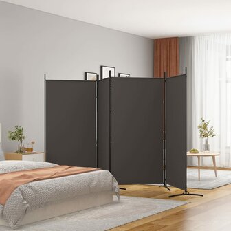 Kamerscherm met 4 panelen 346x180 cm stof bruin 1