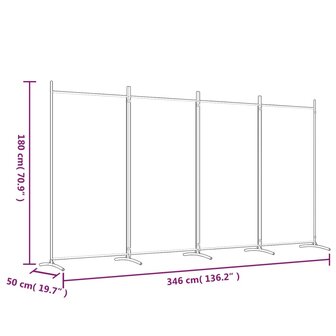 Kamerscherm met 4 panelen 346x180 cm stof bruin 8