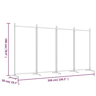 Kamerscherm met 4 panelen 346x180 cm stof zwart 8