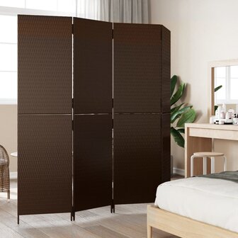 Kamerscherm 4 panelen poly rattan bruin 3