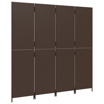 Kamerscherm 4 panelen poly rattan bruin 4