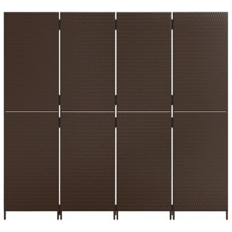 Kamerscherm 4 panelen poly rattan bruin 5