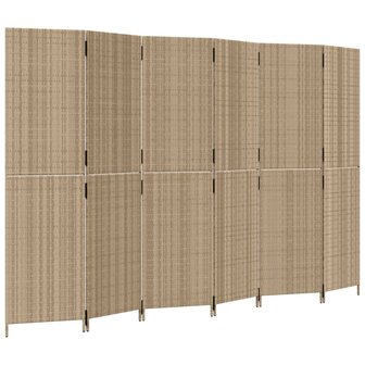 Kamerscherm 6 panelen poly rattan beige 2