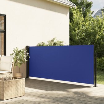 Windscherm uittrekbaar 120x500 cm blauw 1