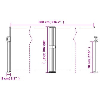 Windscherm uittrekbaar 100x600 cm rood 10