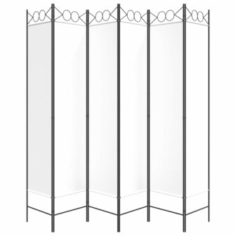 Kamerscherm met 6 panelen 240x200 cm stof wit 4