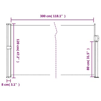 Windscherm uittrekbaar 120x300 cm wit 10