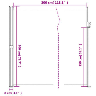 Windscherm uittrekbaar 200x300 cm rood 10