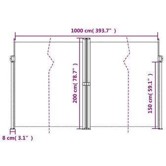 Windscherm uittrekbaar 200x1000 cm wit 10