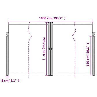 Windscherm uittrekbaar 220x1000 cm beige 10