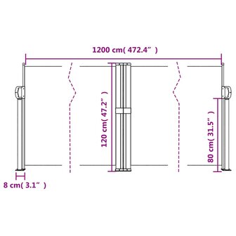 Windscherm uittrekbaar 120x1200 cm rood 10